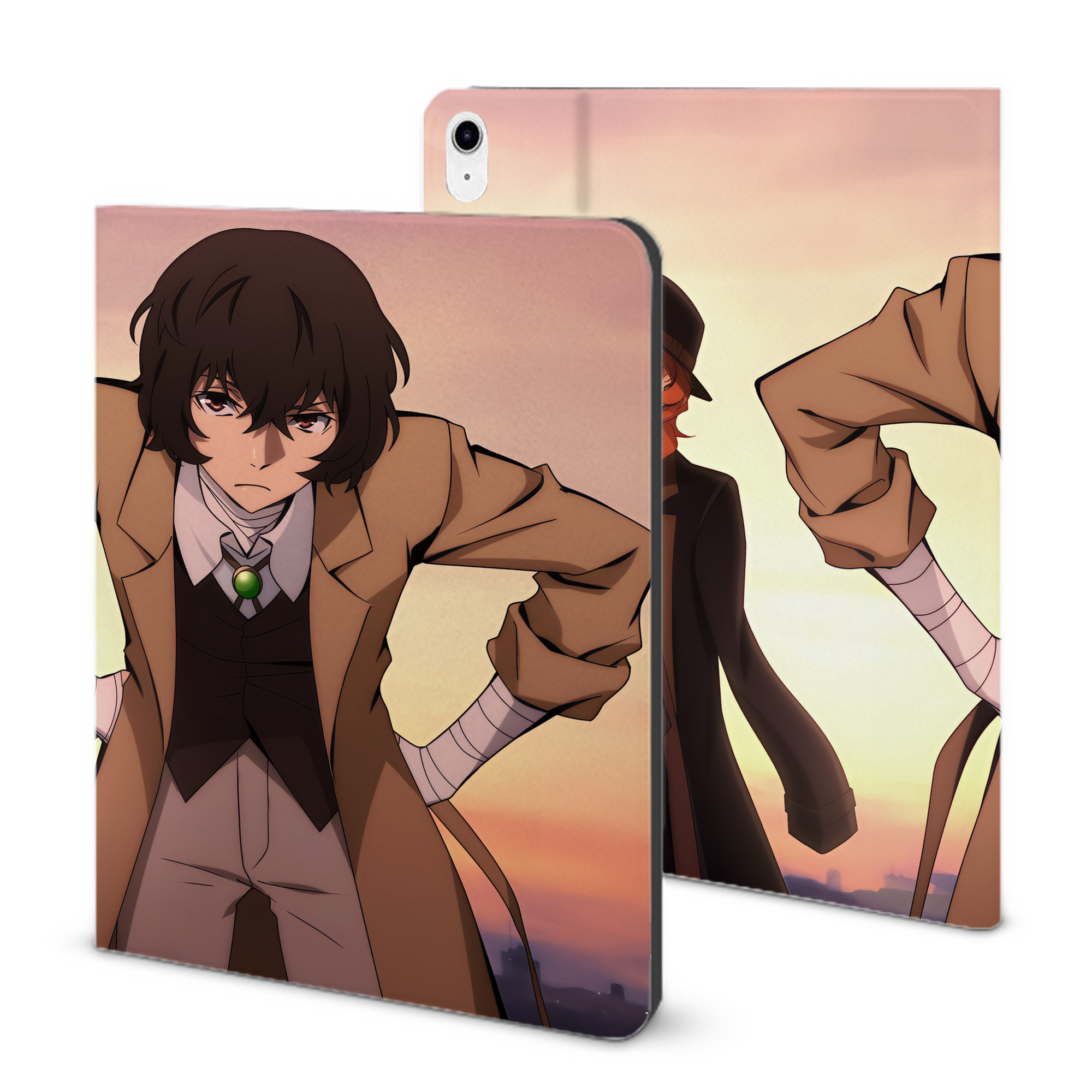 （画像用） 文豪ストレイドッグス Bungo Stray Dogs IPad ケース ブック型 PUレザー TPU 耐衝撃 軽量 薄型 ペン収納なし 全面保護 IPad 各モデル対応